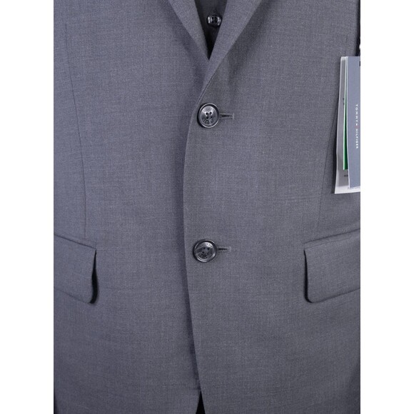 NWT Tommy Hilfiger 2-Pcs Suit Solid Gray Jacket Sz 38S Pants 36X34 Wool Blend - Picture 3 of 16